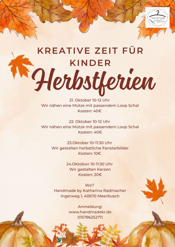 Workshop Kinder nähen - Herbstferien 22.10.2025