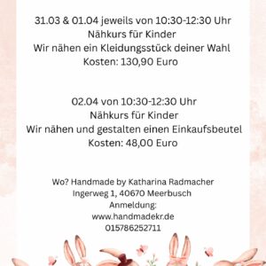 Nähen in den Osterferien - 31.03 & 01.04
