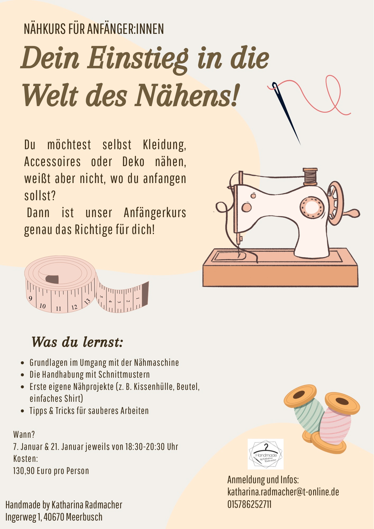 Nähkurs für Anfänger - Erwachsene