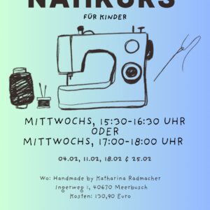 Nähkurs für Kinder - Februar 15:30-16:30 Uhr