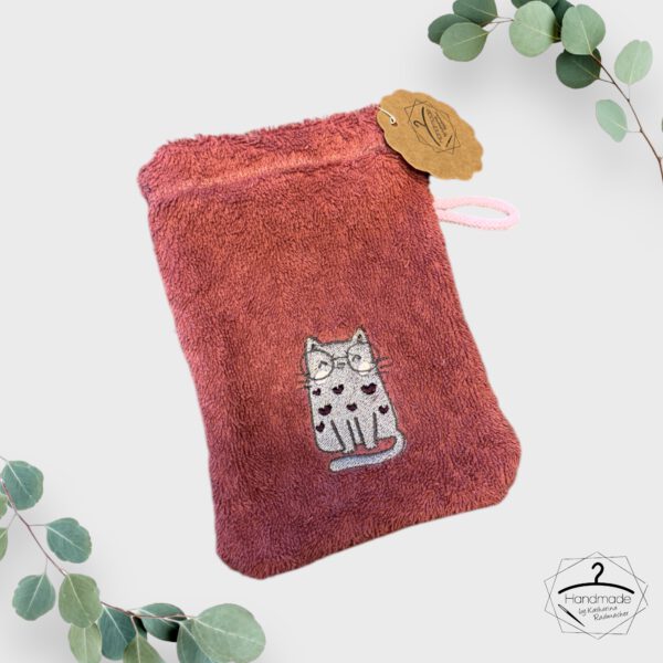 Waschlappen bestickt - Katze