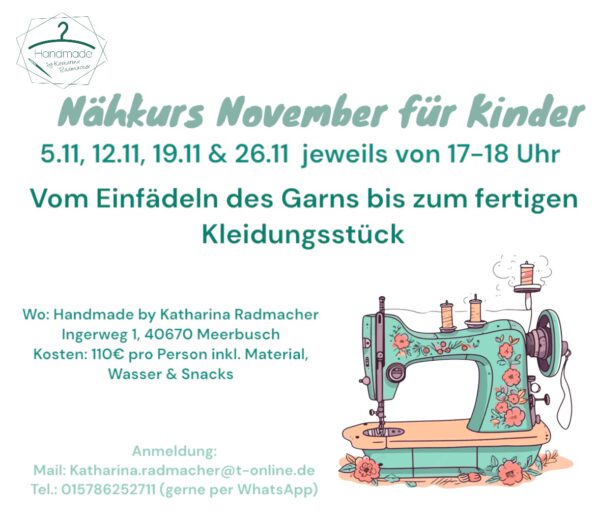 Nähkurs für Kinder - November