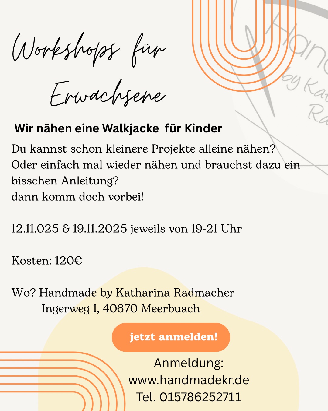 Nähworkshop Erwachsene - Walkjacke nähen 12.11 & 19.11